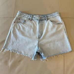 Topshop A-Line Raw Hem Jean Shorts